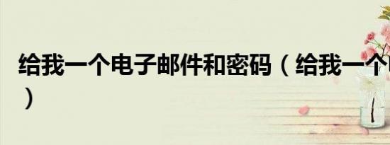 给我一个电子邮件和密码（给我一个电子邮件）