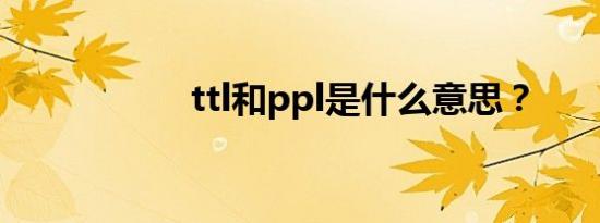 ttl和ppl是什么意思？
