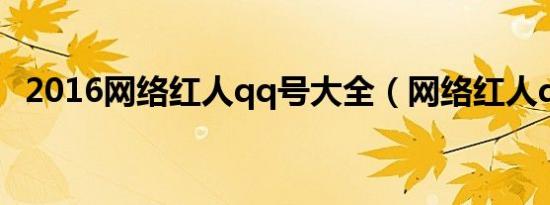 2016网络红人qq号大全（网络红人qq号）
