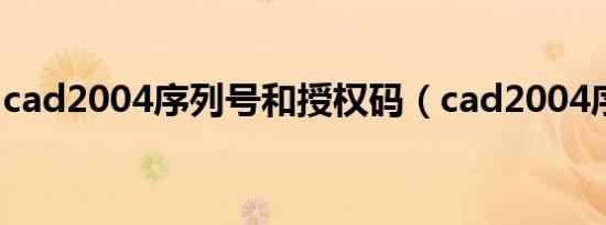 cad2004序列号和授权码（cad2004序列号）