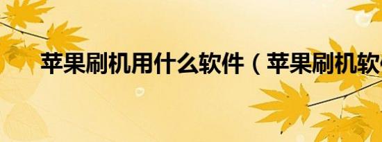 苹果刷机用什么软件（苹果刷机软件）