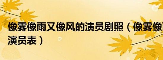 像雾像雨又像风的演员剧照（像雾像雨又像风演员表）