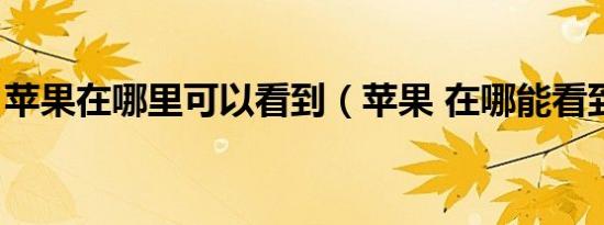 苹果在哪里可以看到（苹果 在哪能看到完整）