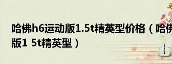 哈佛h6运动版1.5t精英型价格（哈佛h6运动版1 5t精英型）