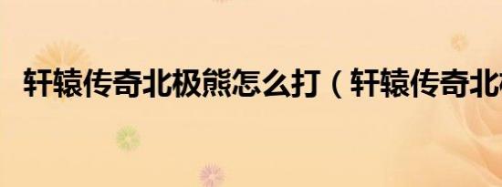 轩辕传奇北极熊怎么打（轩辕传奇北极熊）