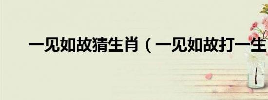 一见如故猜生肖（一见如故打一生肖）