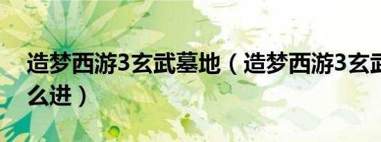 造梦西游3玄武墓地（造梦西游3玄武墓场怎么进）