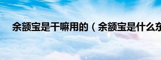 余额宝是干嘛用的（余额宝是什么东西）