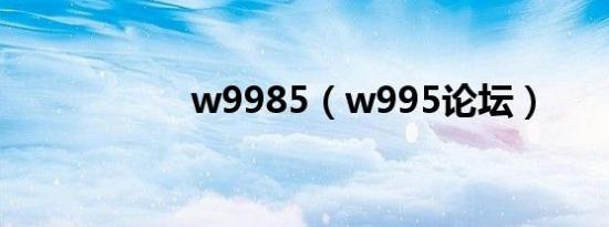w9985（w995论坛）