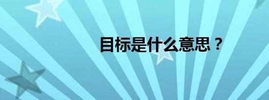 目标是什么意思？