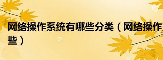 网络操作系统有哪些分类（网络操作系统有哪些）