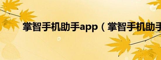 掌智手机助手app（掌智手机助手）