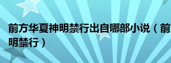 前方华夏神明禁行出自哪部小说（前方华夏神明禁行）