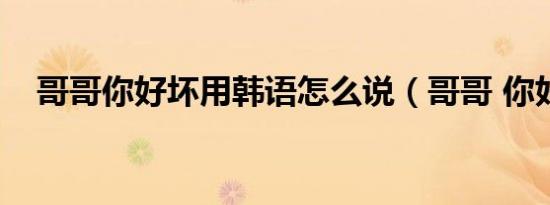 哥哥你好坏用韩语怎么说（哥哥 你好坏）