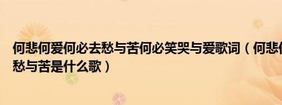 何悲何爱何必去愁与苦何必笑哭与爱歌词（何悲何爱何必去愁与苦是什么歌）