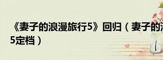 《妻子的浪漫旅行5》回归（妻子的浪漫旅行5定档）
