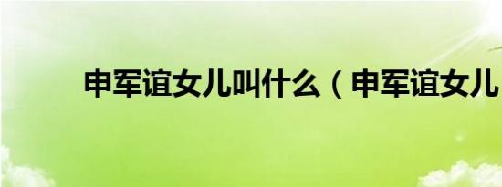 申军谊女儿叫什么（申军谊女儿）