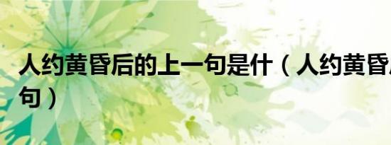 人约黄昏后的上一句是什（人约黄昏后的上一句）