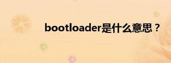 bootloader是什么意思？