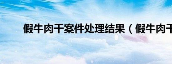 假牛肉干案件处理结果（假牛肉干）