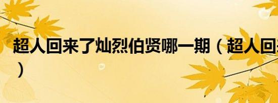 超人回来了灿烈伯贤哪一期（超人回来了灿烈）
