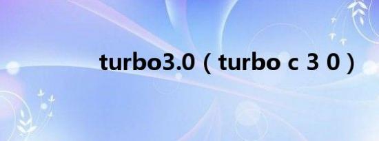 turbo3.0（turbo c 3 0）