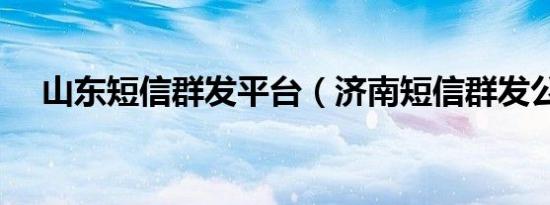 山东短信群发平台（济南短信群发公司）