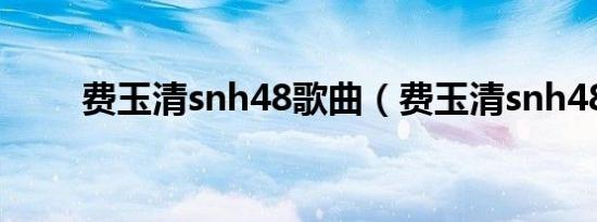 费玉清snh48歌曲（费玉清snh48）