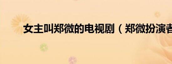 女主叫郑微的电视剧（郑微扮演者）