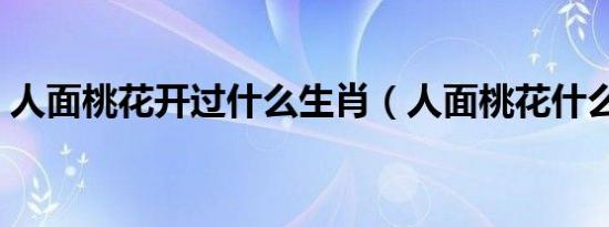 人面桃花开过什么生肖（人面桃花什么生肖）
