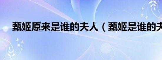 甄姬原来是谁的夫人（甄姬是谁的夫人）