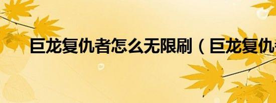 巨龙复仇者怎么无限刷（巨龙复仇者）