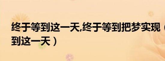 终于等到这一天,终于等到把梦实现（终于等到这一天）