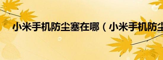 小米手机防尘塞在哪（小米手机防尘塞）