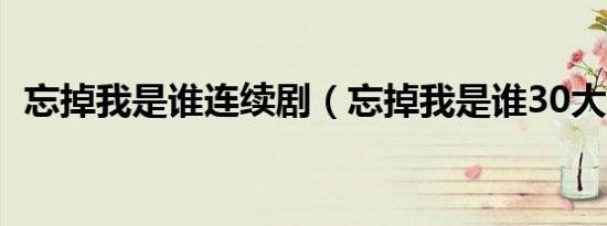 忘掉我是谁连续剧（忘掉我是谁30大结局）