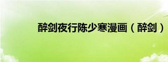 醉剑夜行陈少寒漫画（醉剑）