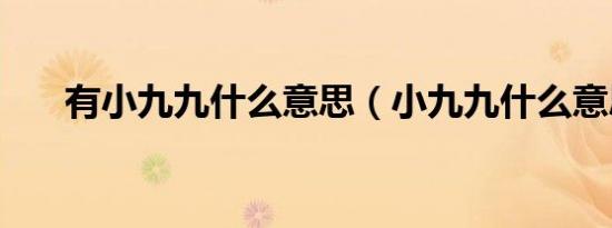 有小九九什么意思（小九九什么意思）