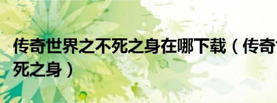 传奇世界之不死之身在哪下载（传奇世界之不死之身）