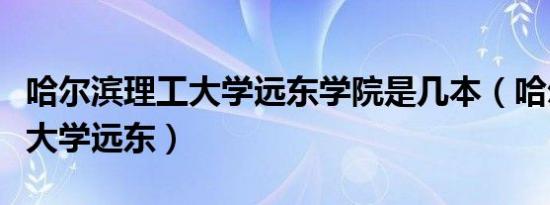 哈尔滨理工大学远东学院是几本（哈尔滨理工大学远东）