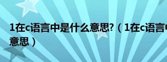 1在c语言中是什么意思?（1在c语言中是什么意思）