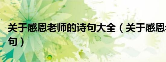 关于感恩老师的诗句大全（关于感恩老师的诗句）