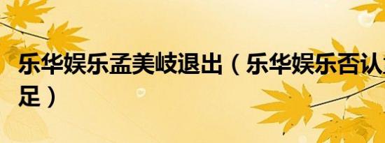 乐华娱乐孟美岐退出（乐华娱乐否认孟美岐插足）