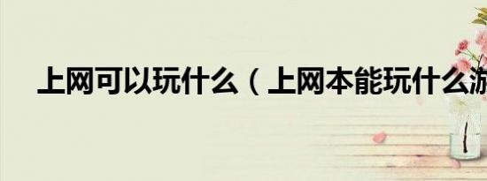 上网可以玩什么（上网本能玩什么游戏）