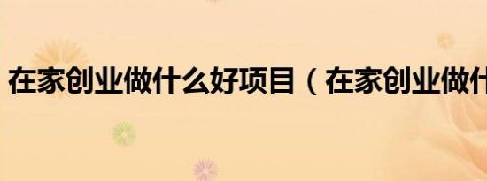 在家创业做什么好项目（在家创业做什么好）