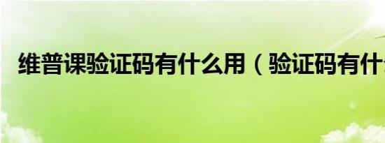 维普课验证码有什么用（验证码有什么用）