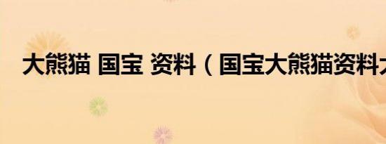 大熊猫 国宝 资料（国宝大熊猫资料大全）