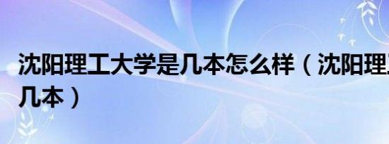 沈阳理工大学是几本怎么样（沈阳理工大学是几本）