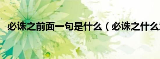 必诛之前面一句是什么（必诛之什么意思）