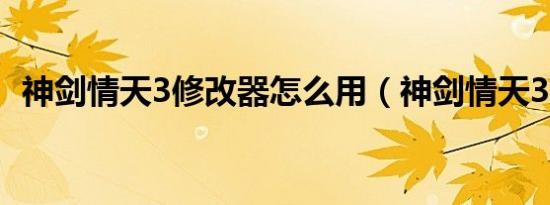 神剑情天3修改器怎么用（神剑情天3补丁）