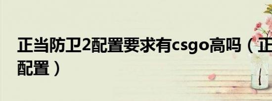 正当防卫2配置要求有csgo高吗（正当防卫2配置）